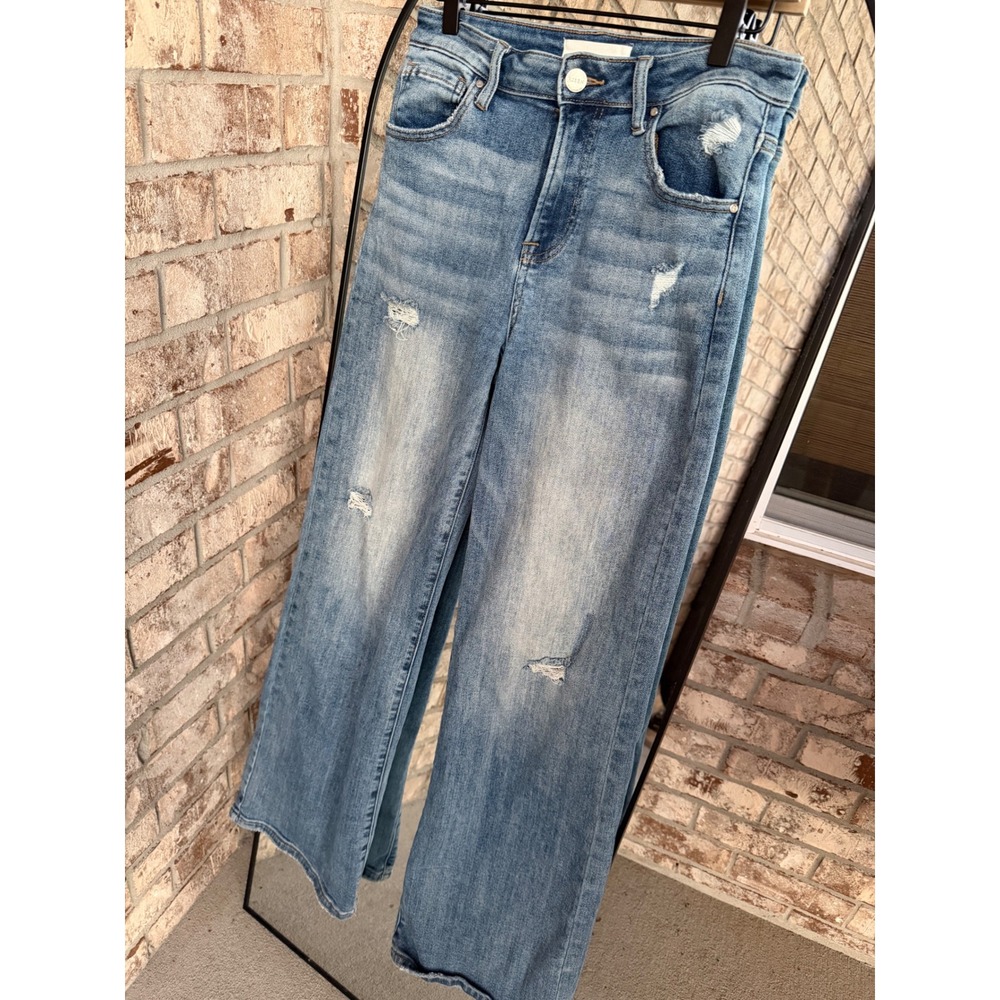 Risen Jeans Womens Size 5/27 High Rise Wide Leg Distressed Denim RDP5527 Medium